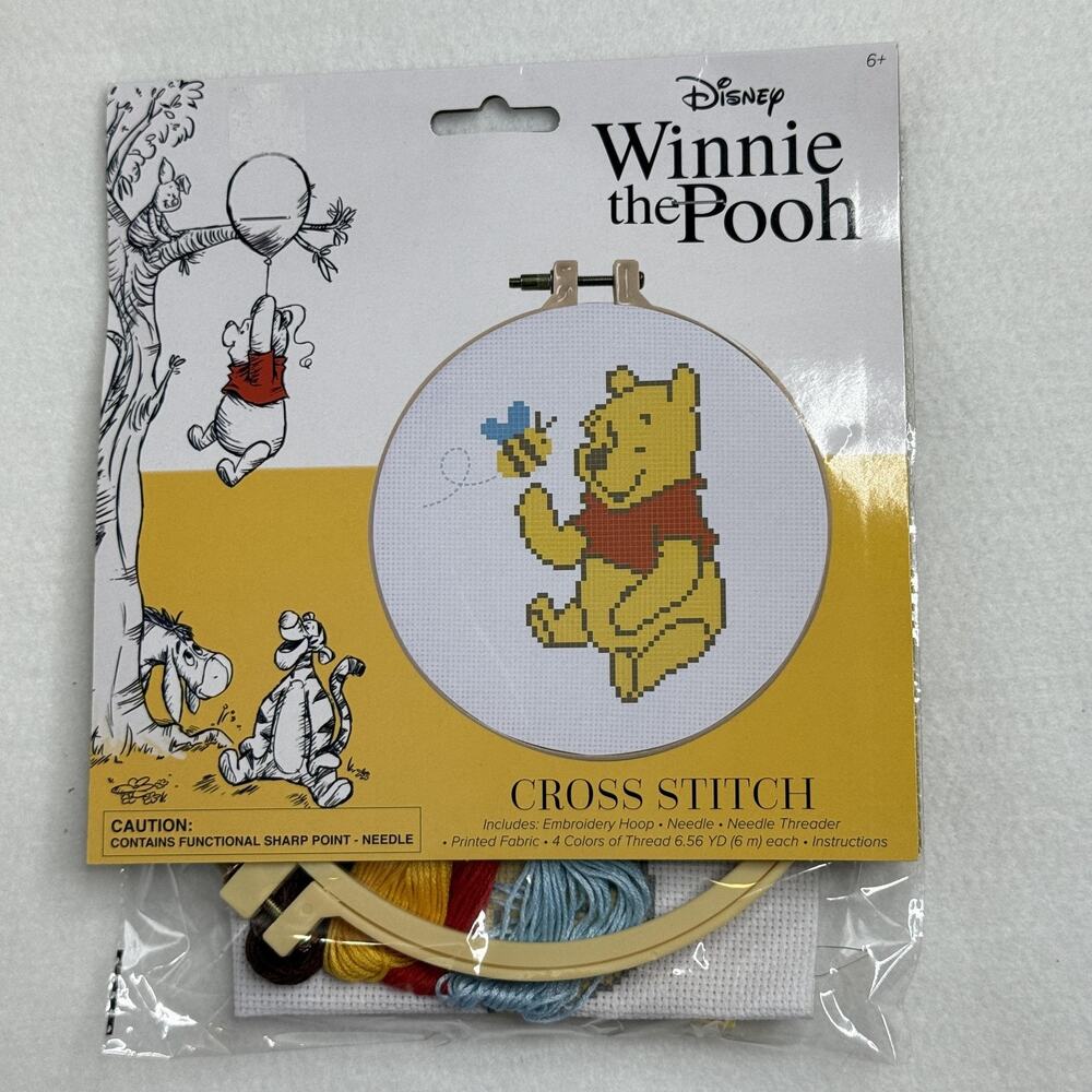 Disney Winnie The Pooh Cross Stitch Kit Innovative Designs Hoop Frame New Yellow